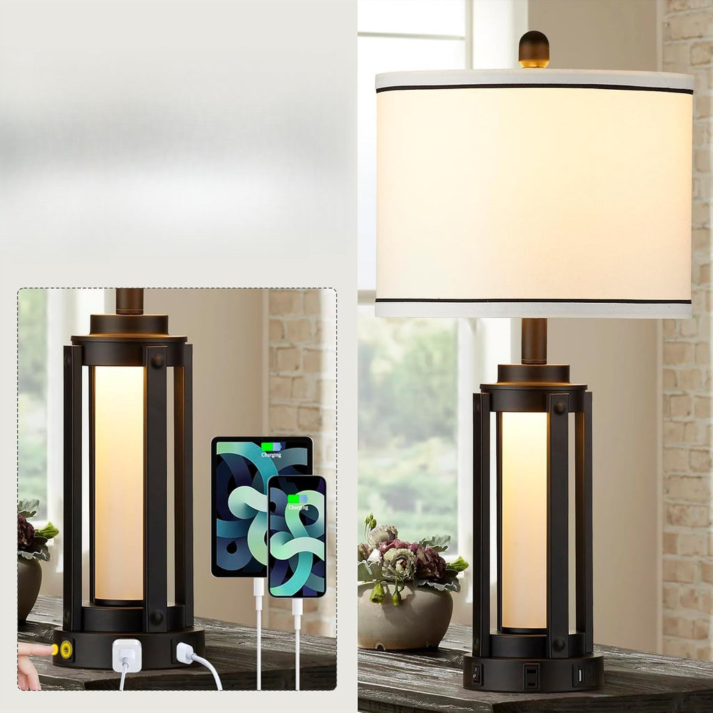 26" Modern Table Lamp Black Single