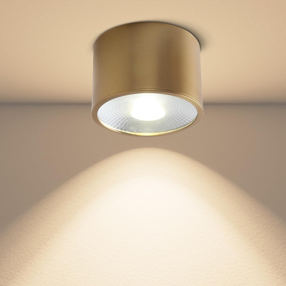 7W Dimmable LED Cylinder Ceiling Spotlight 4500K Brass