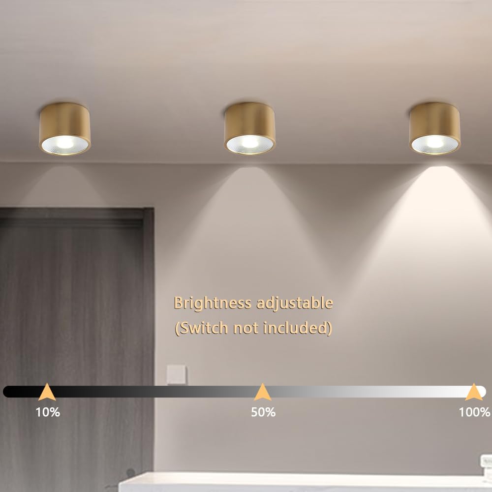 7W Dimmable LED Cylinder Ceiling Spotlight 4500K Brass