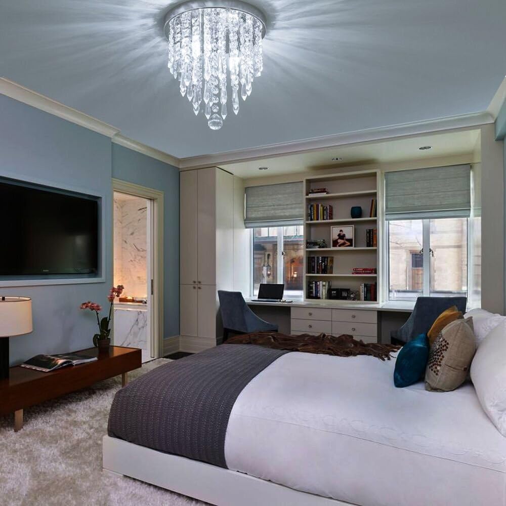 2-Light Crystal Flush Mount Mini Chandelier