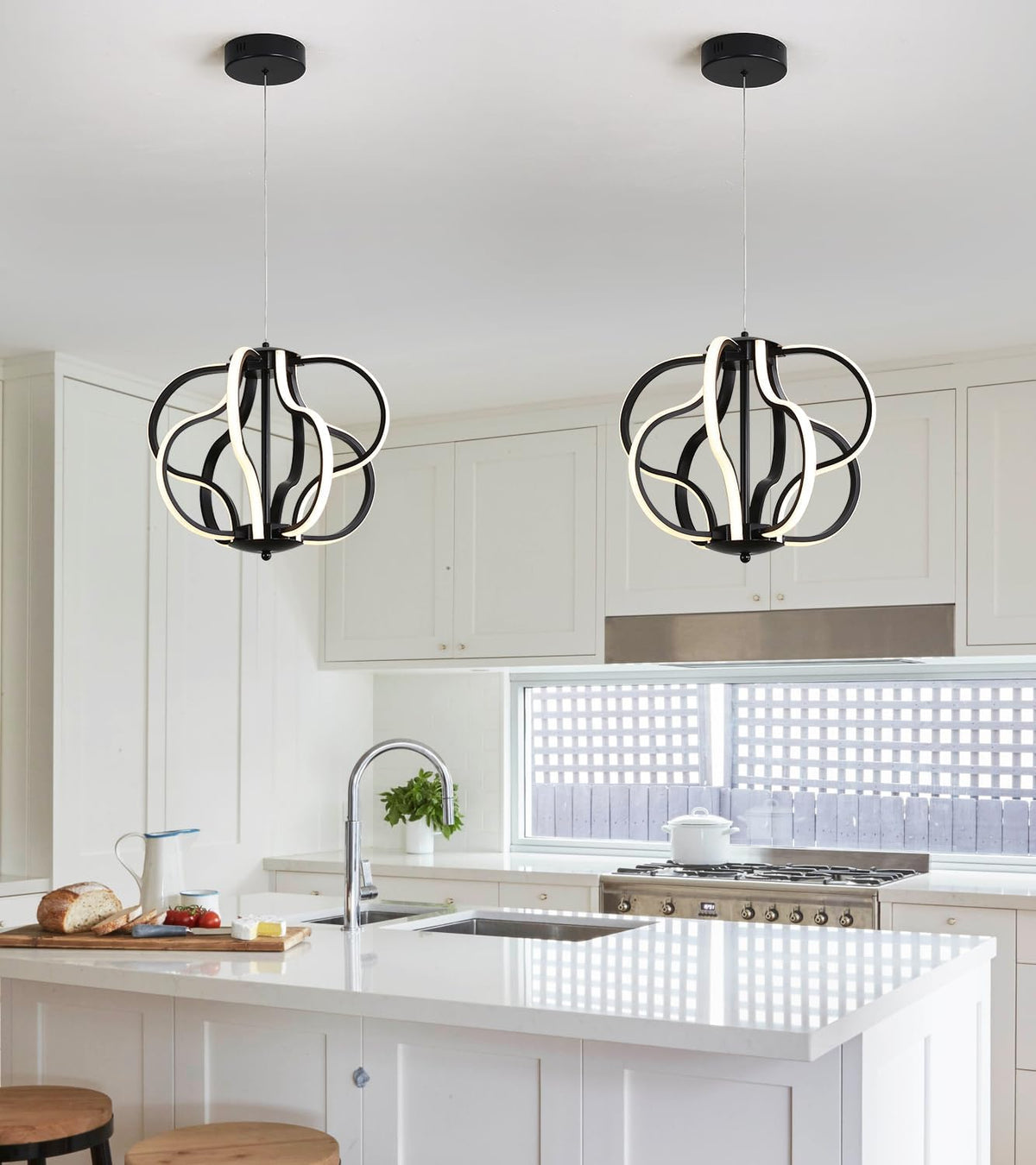 Modern Black 8-Light LED Chandelier
