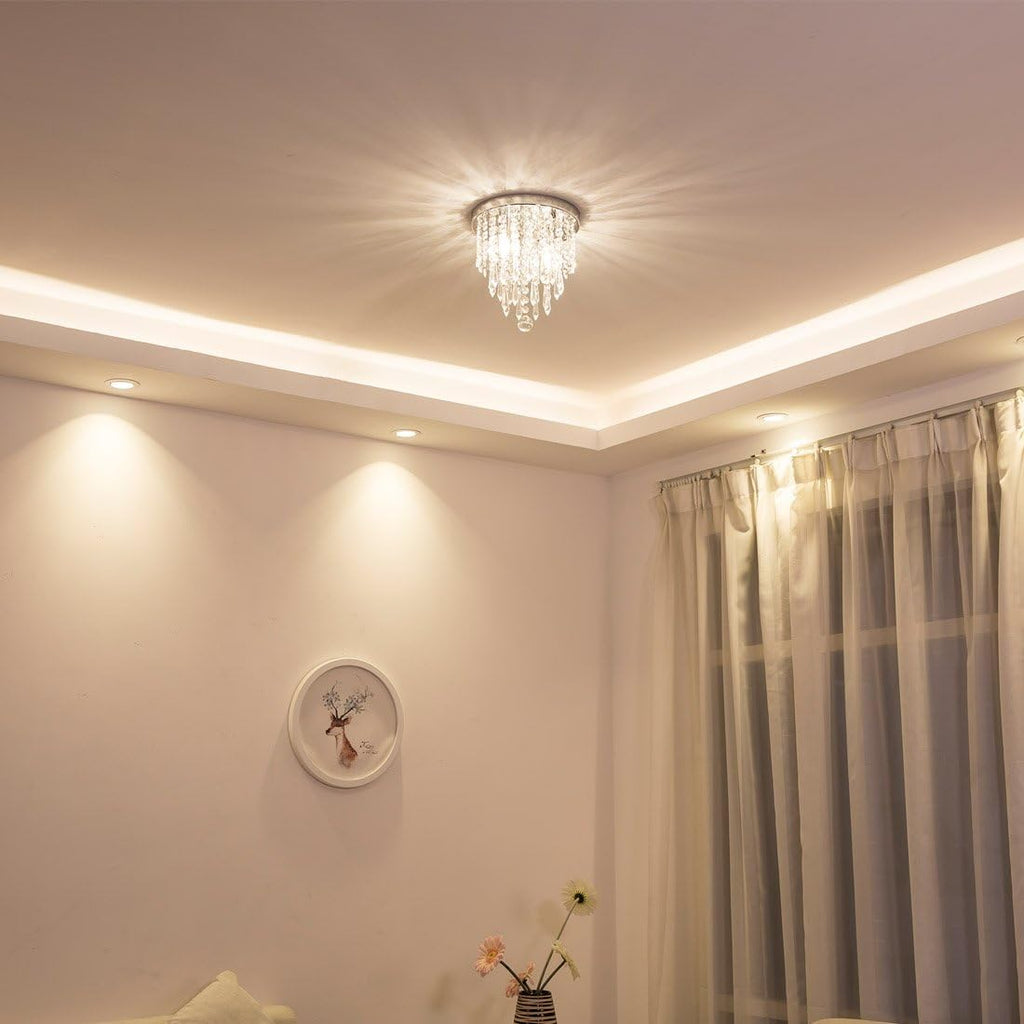 2-Light Crystal Flush Mount Mini Chandelier