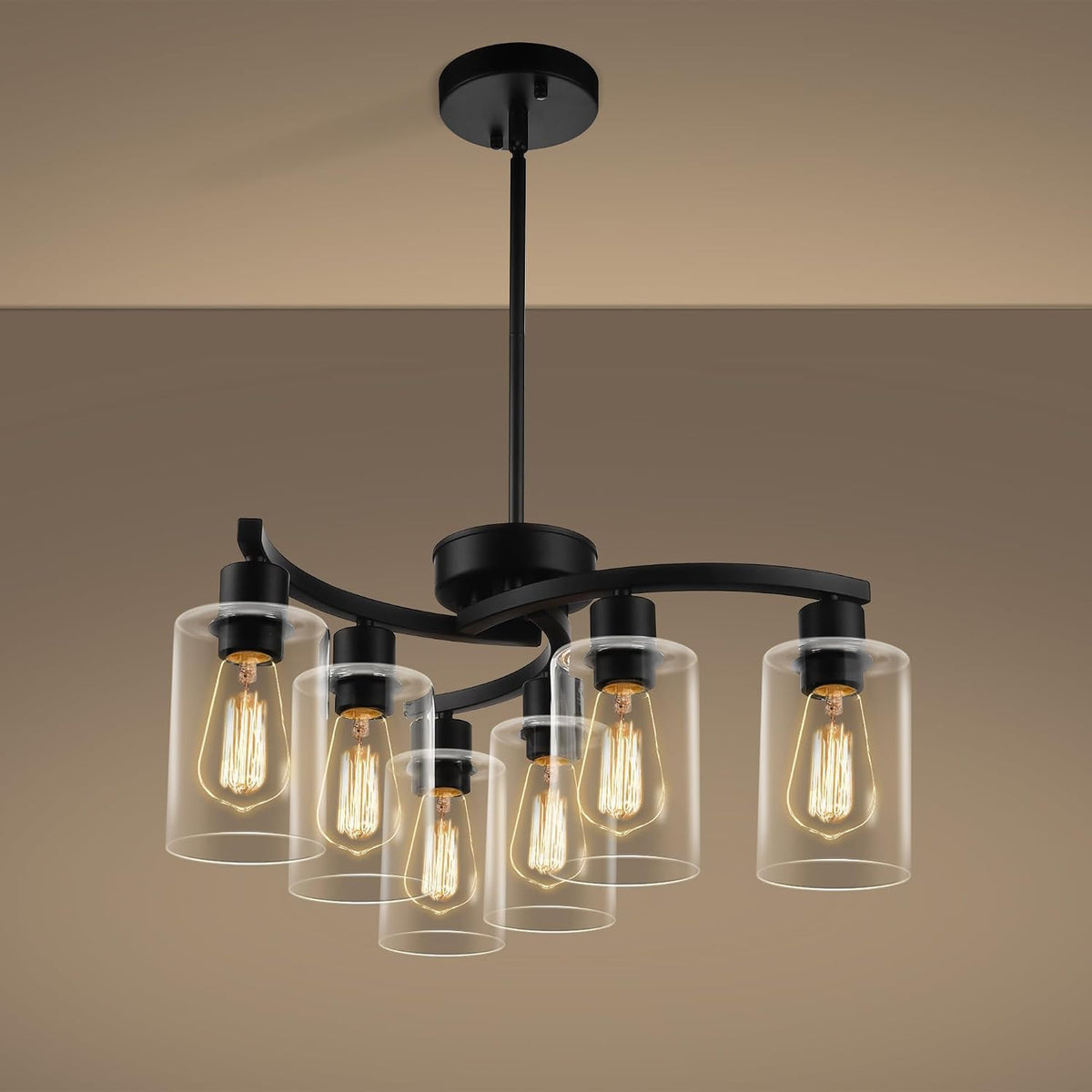 6-Light Black Farmhouse Chandelier