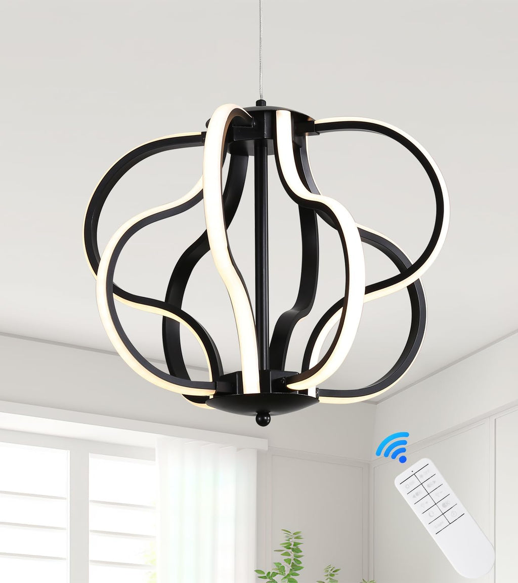 Modern Black 8-Light LED Chandelier