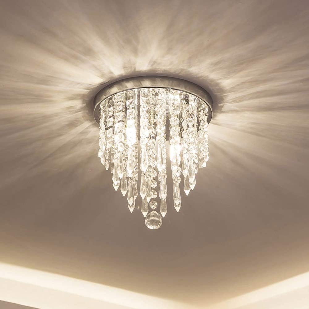 2-Light Crystal Flush Mount Mini Chandelier