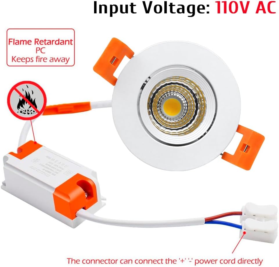 2" 3W Dimmable COB LED Downlight Warm White 4 Pack