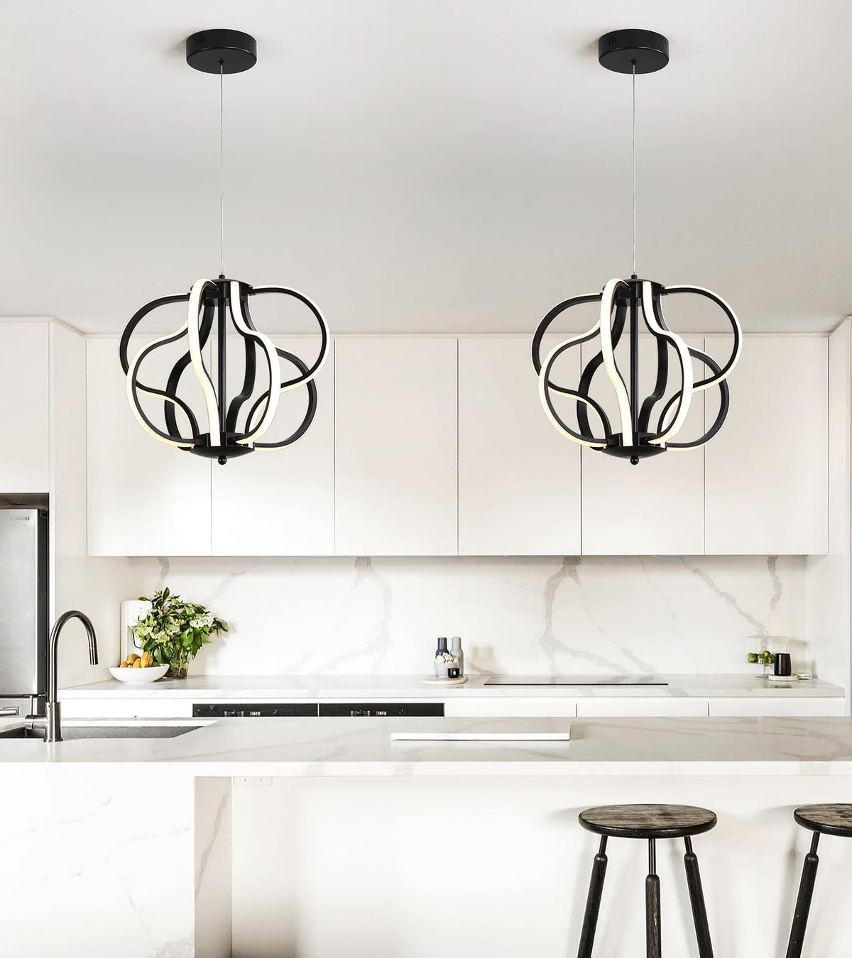 Modern Black 8-Light LED Chandelier