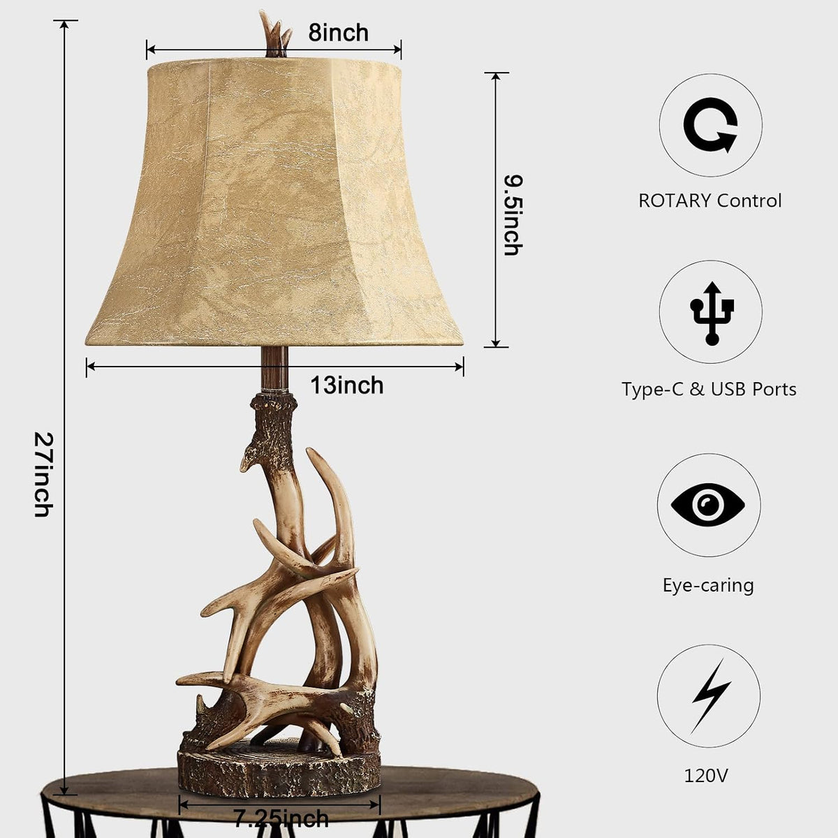 27.25" Rustic Antler Table Lamp Single
