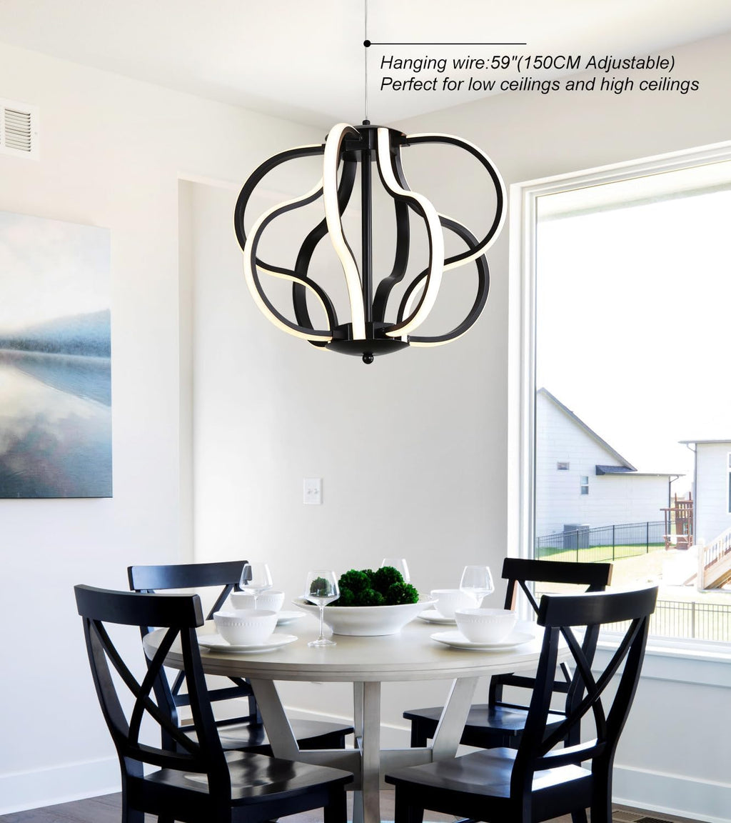 Modern Black 8-Light LED Chandelier