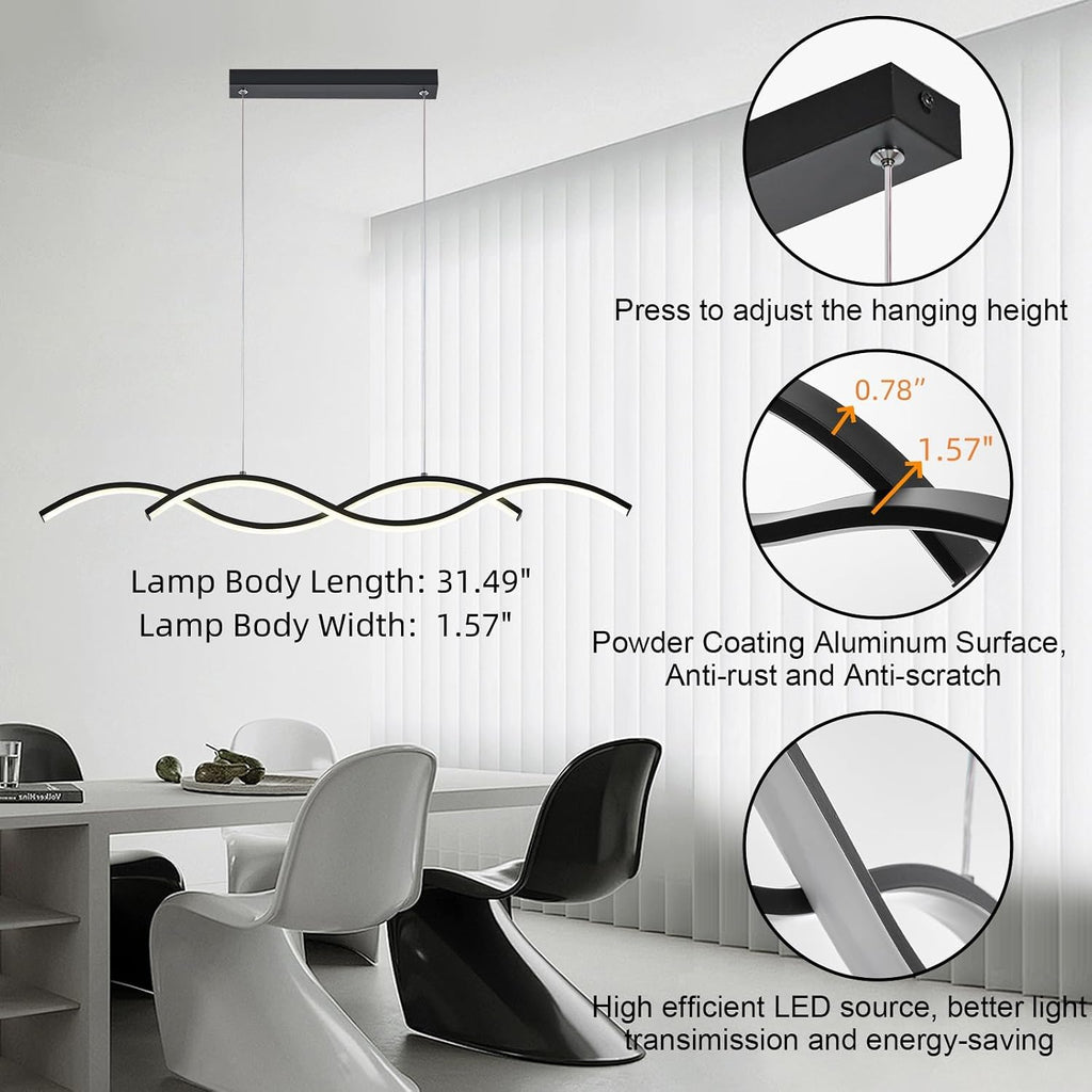 31.49" Waving Linear LED Chandelier