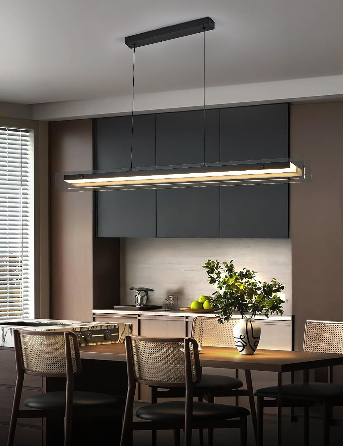 51.1" Black Linear LED Pendant Light