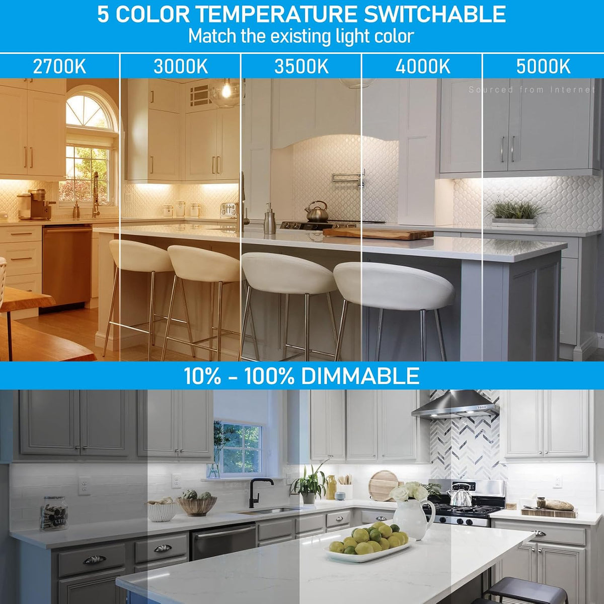4-Pack 12" 5CCT LED Under Cabinet Light