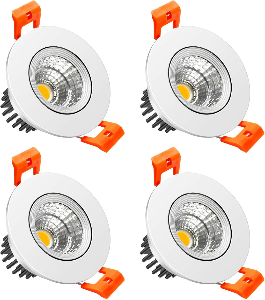 2" 3W Dimmable COB LED Downlight Warm White 4 Pack