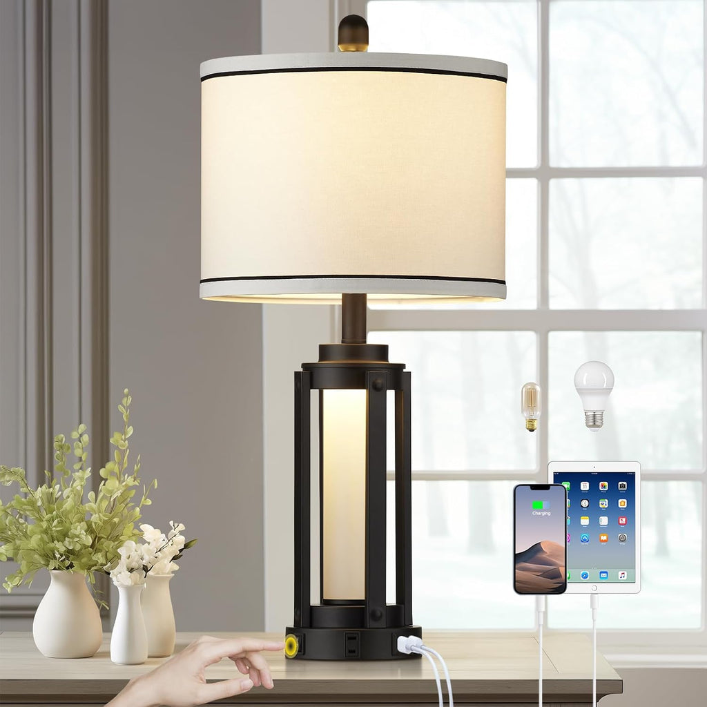 26" Modern Table Lamp Black Single