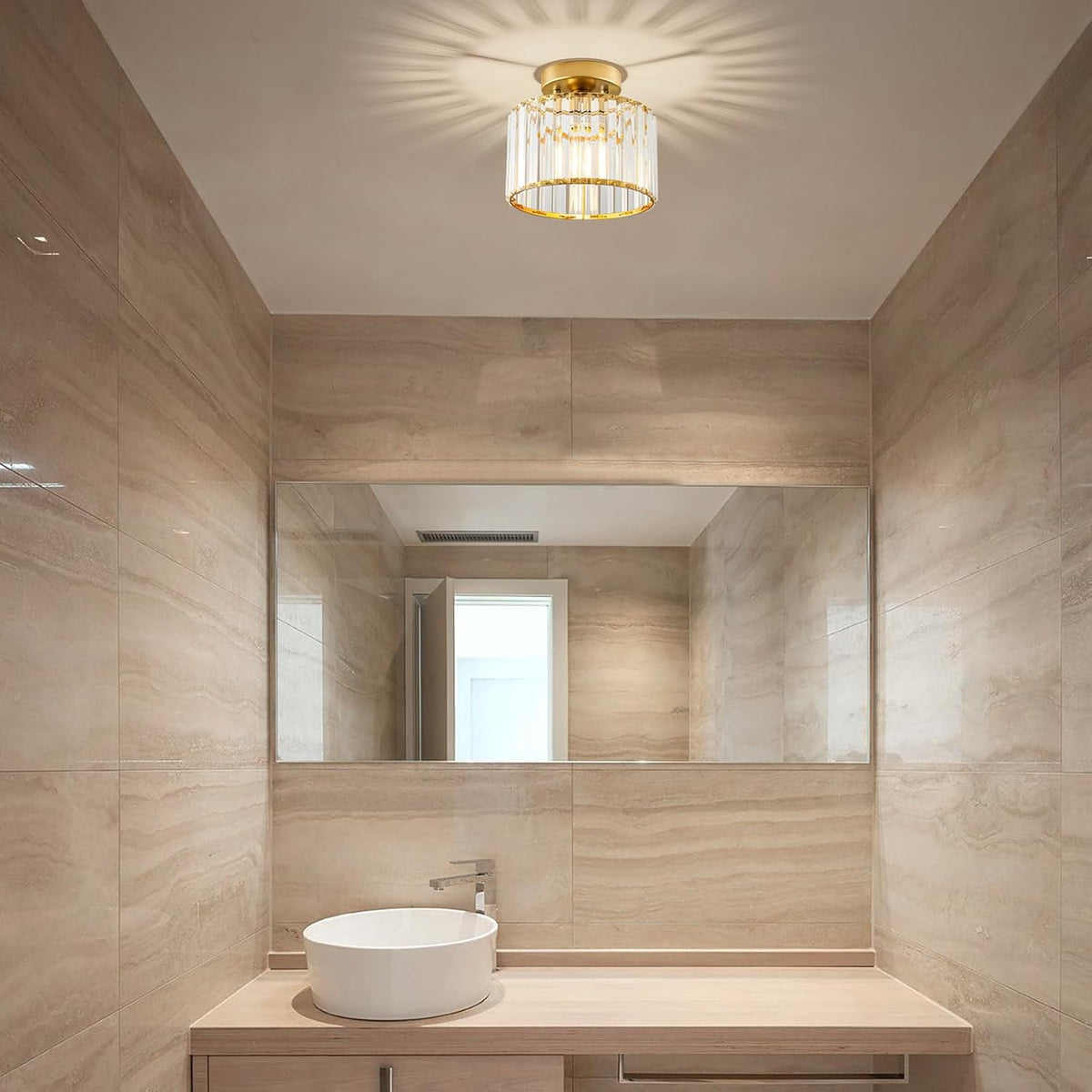 Gold Semi Flush Ceiling Light 8.66"