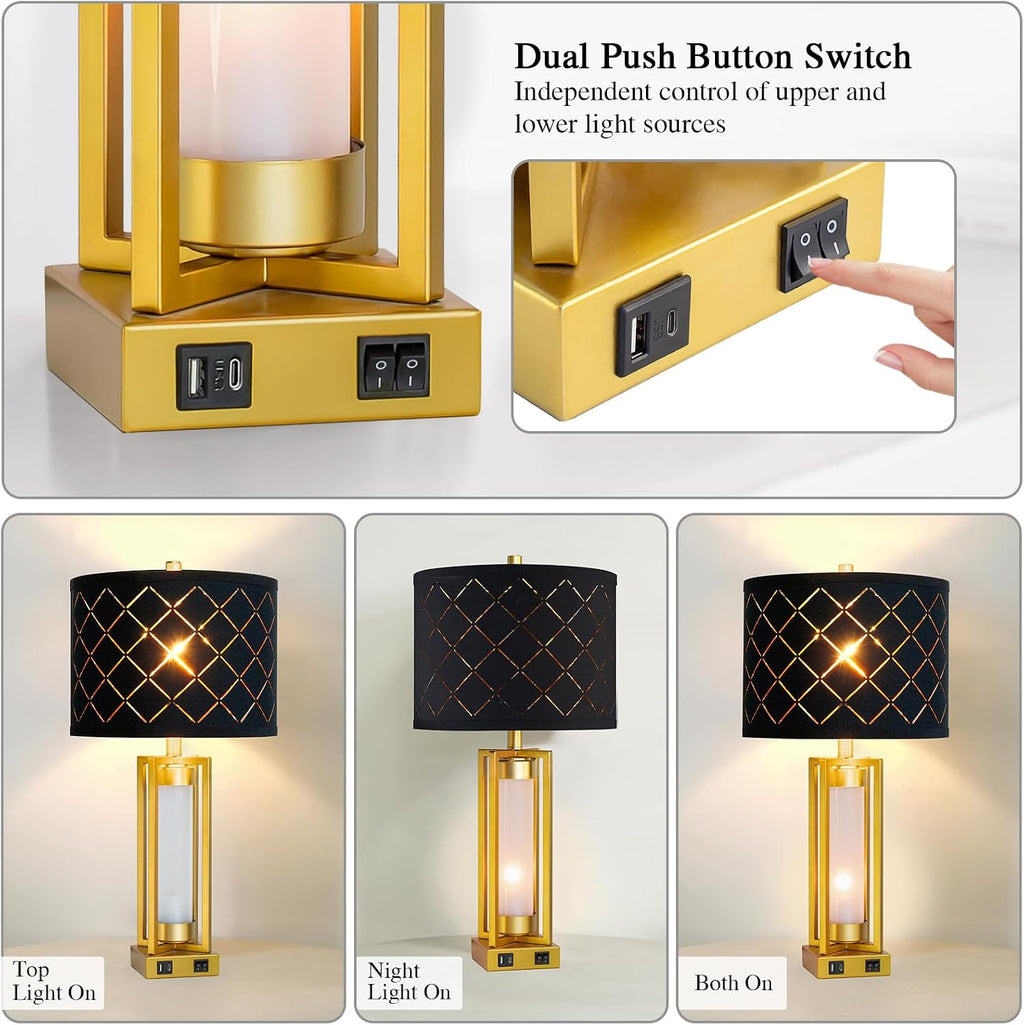 Set of 2 Modern USB Table Lamps