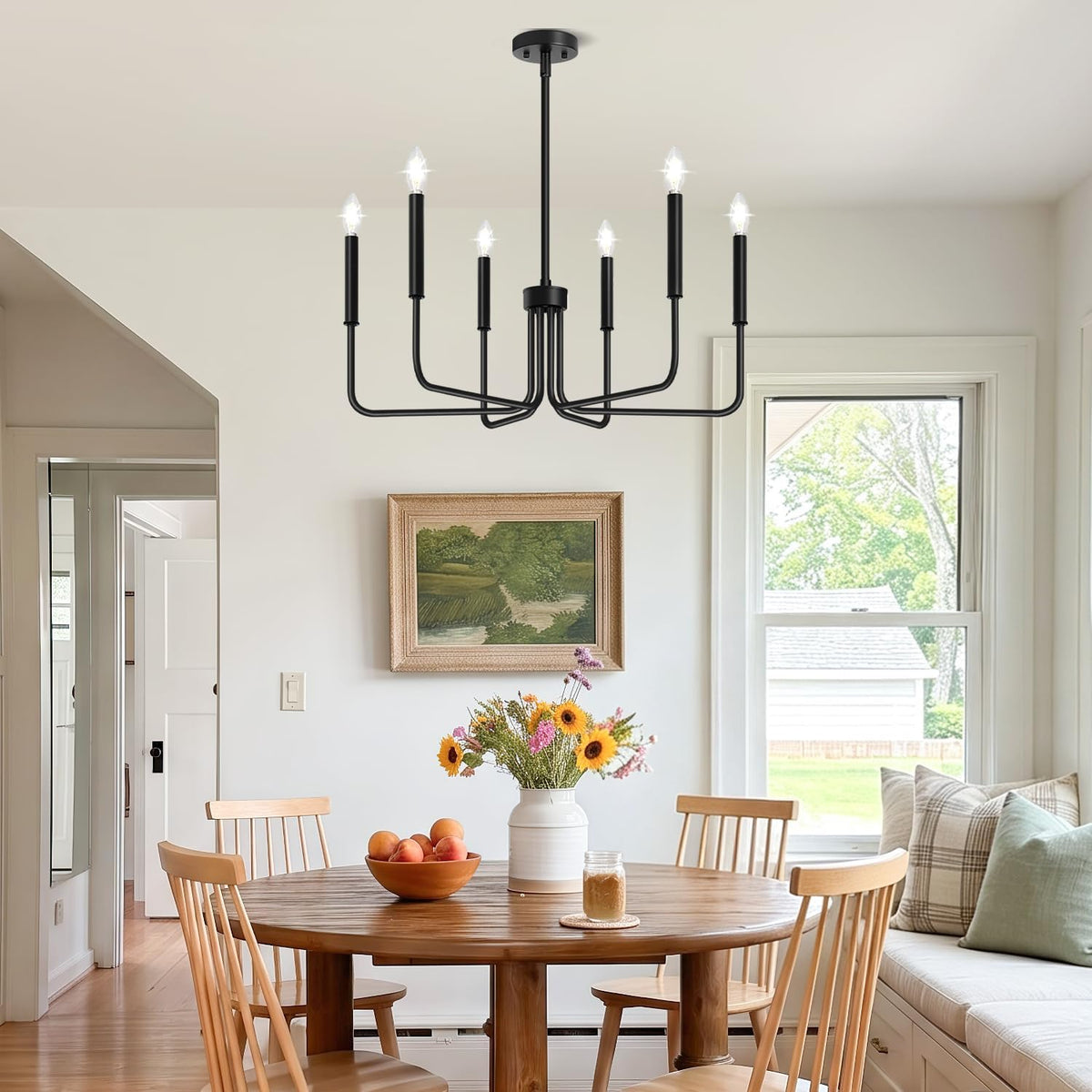 6-Light Black Farmhouse Chandelier