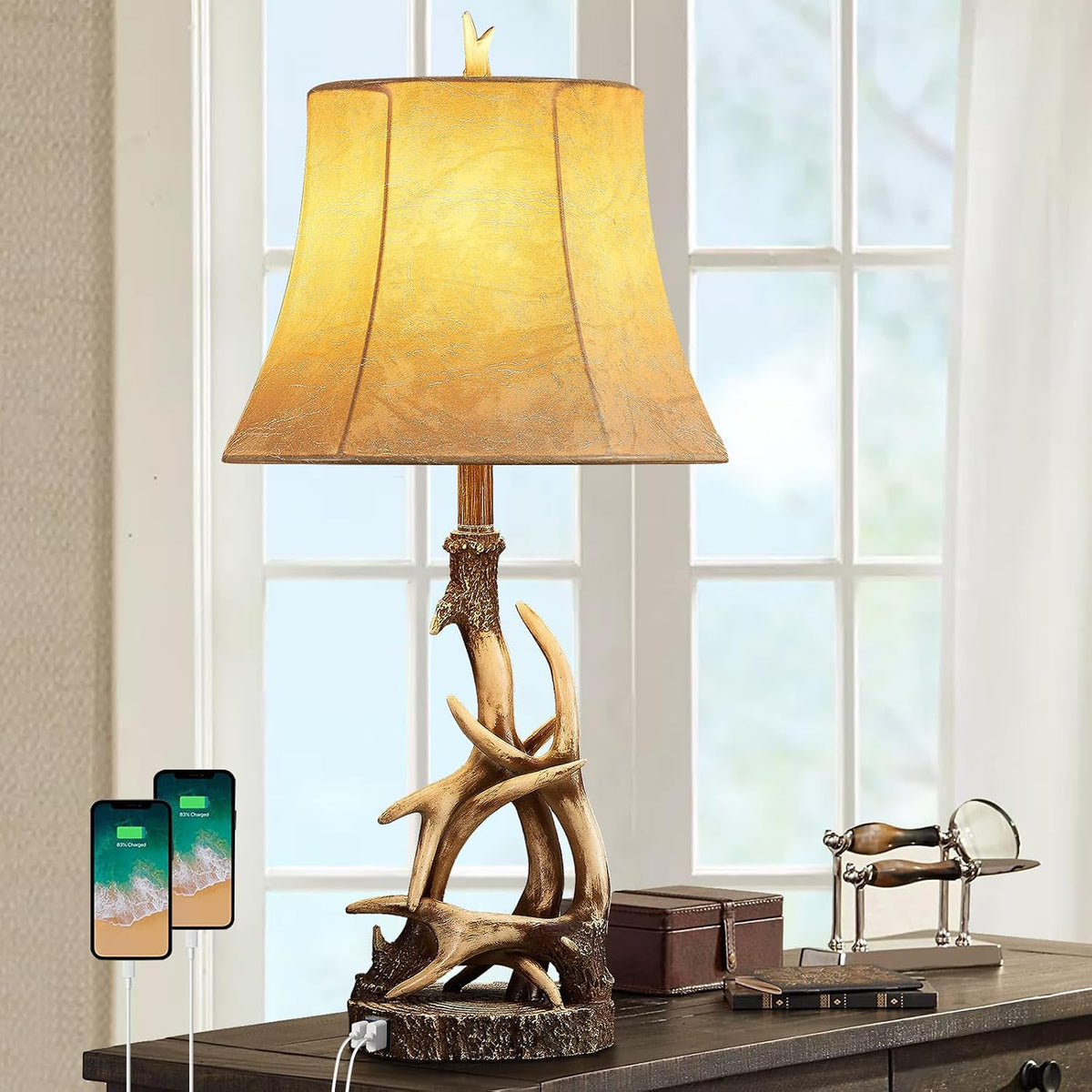 27.25" Rustic Antler Table Lamp Single