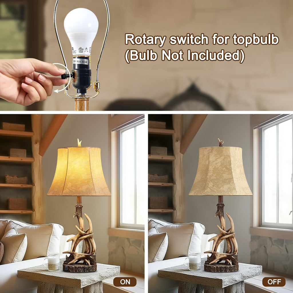 27.25" Rustic Antler Table Lamp Single