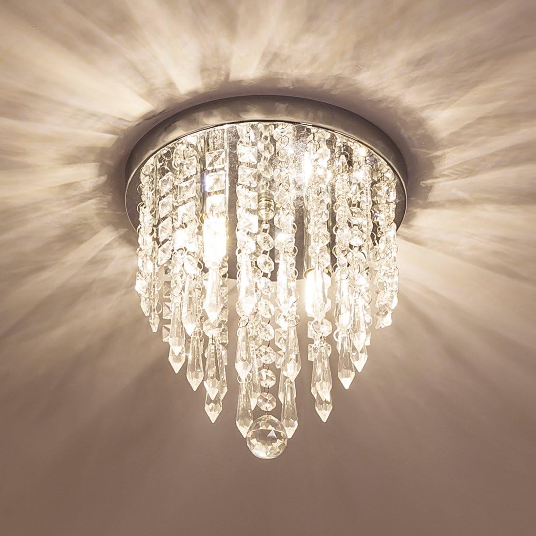 2-Light Crystal Flush Mount Mini Chandelier