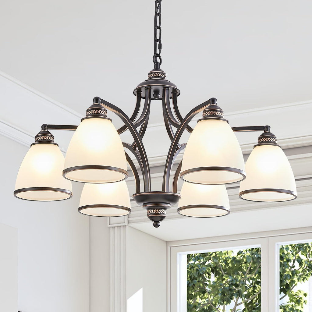 30" 6-Light Black Gold Chandelier