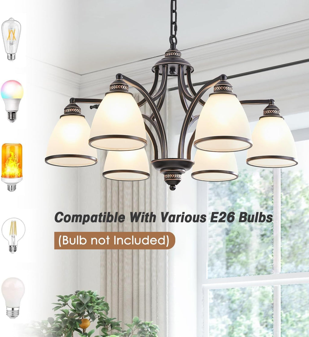 30" 6-Light Black Gold Chandelier