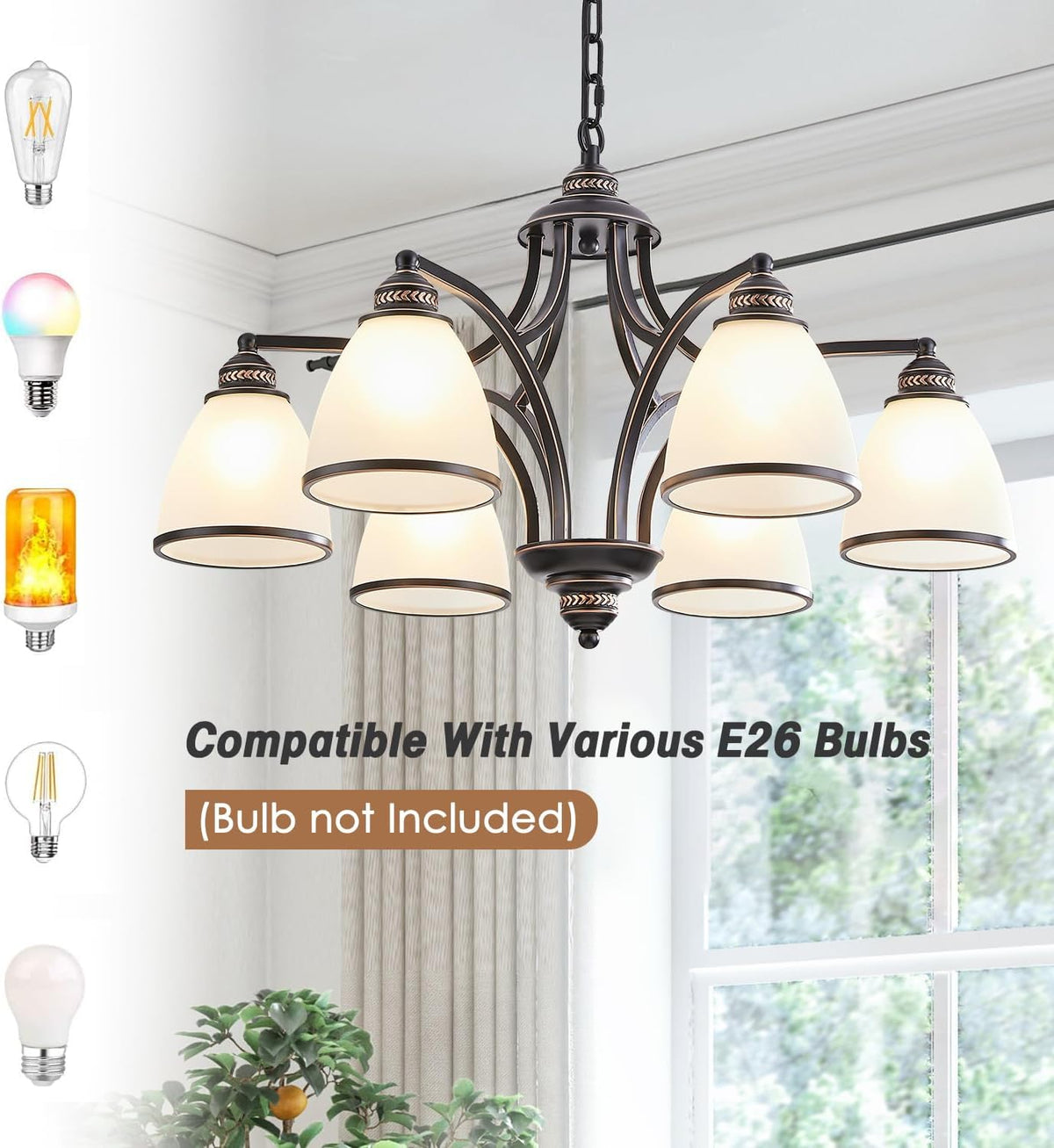 30" 6-Light Black Gold Chandelier