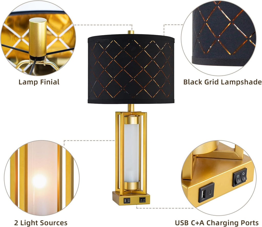 Set of 2 Modern USB Table Lamps
