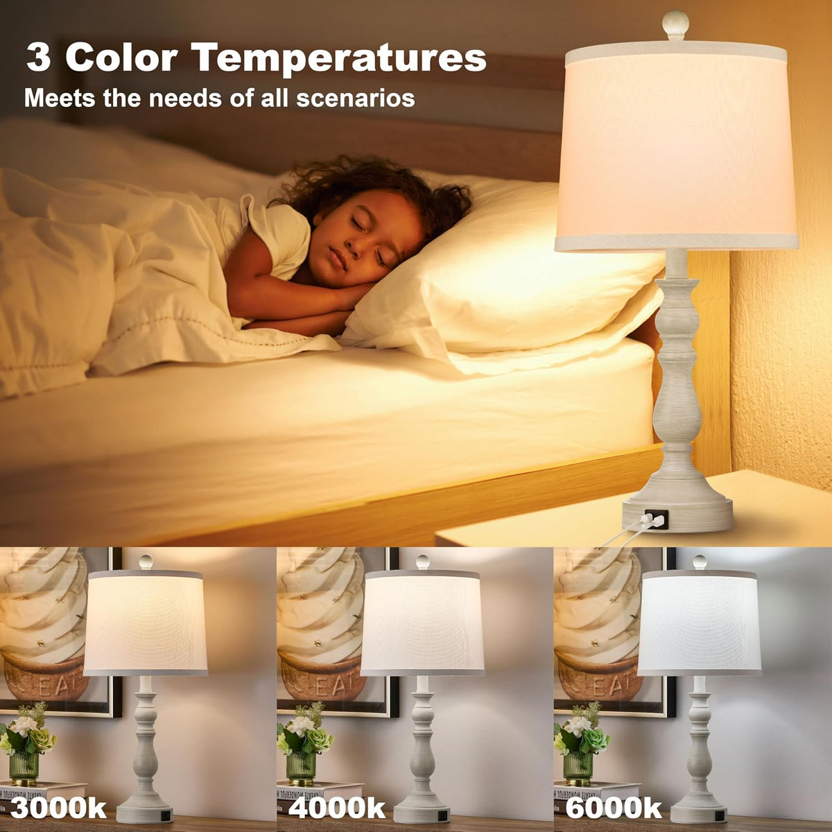 23" Table Lamps Set of 2 Beige