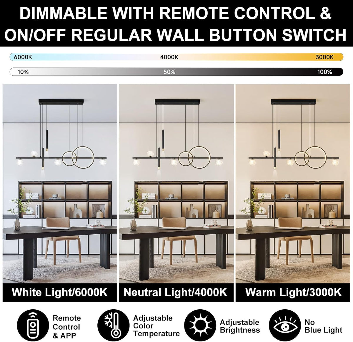 47" Dimmable LED Linear Chandelier