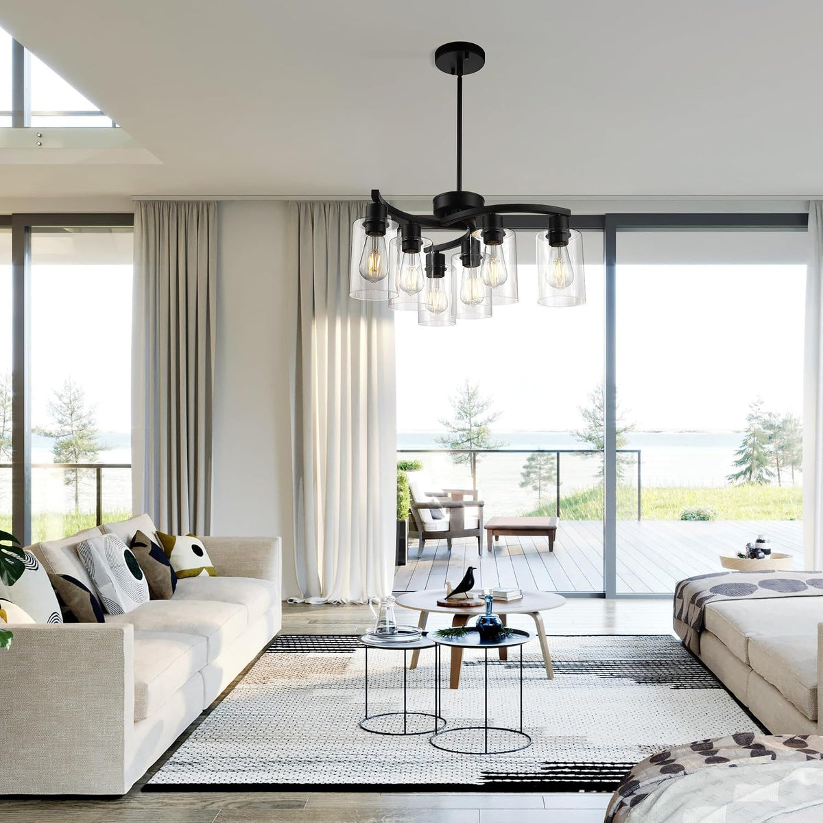 6-Light Black Farmhouse Chandelier