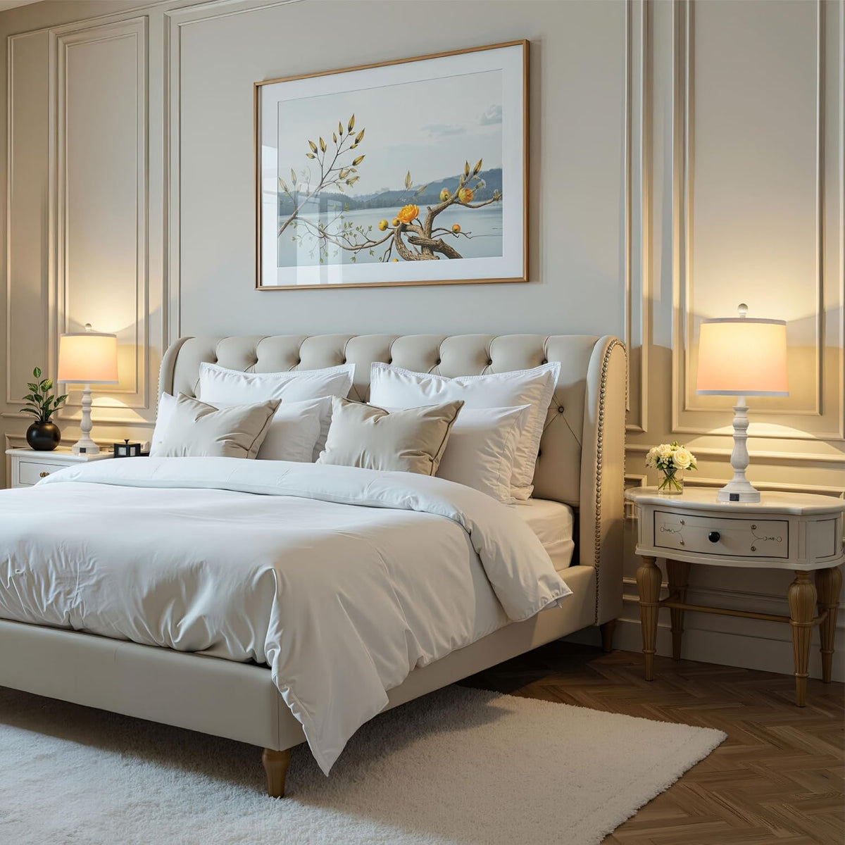 23" Table Lamps Set of 2 Beige