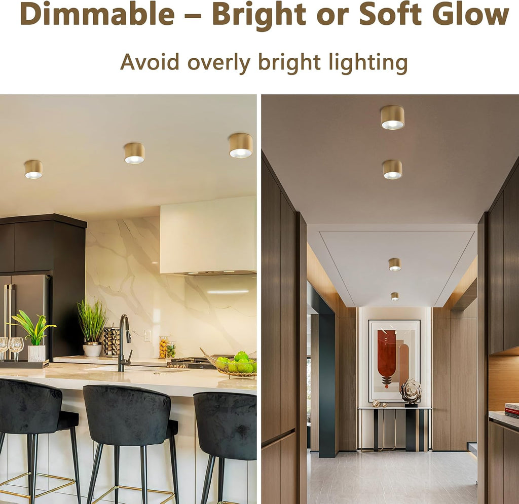 7W Dimmable LED Cylinder Ceiling Spotlight 4500K Brass
