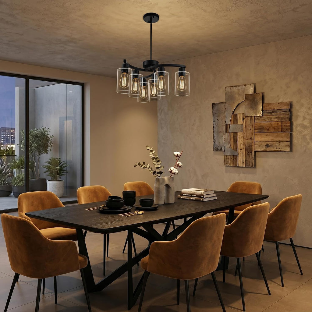 6-Light Black Farmhouse Chandelier