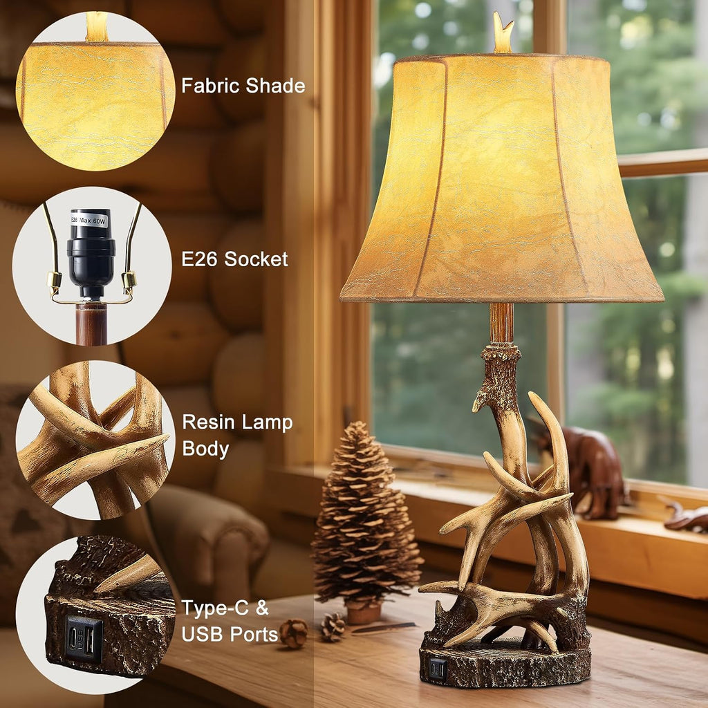 27.25" Rustic Antler Table Lamp Single
