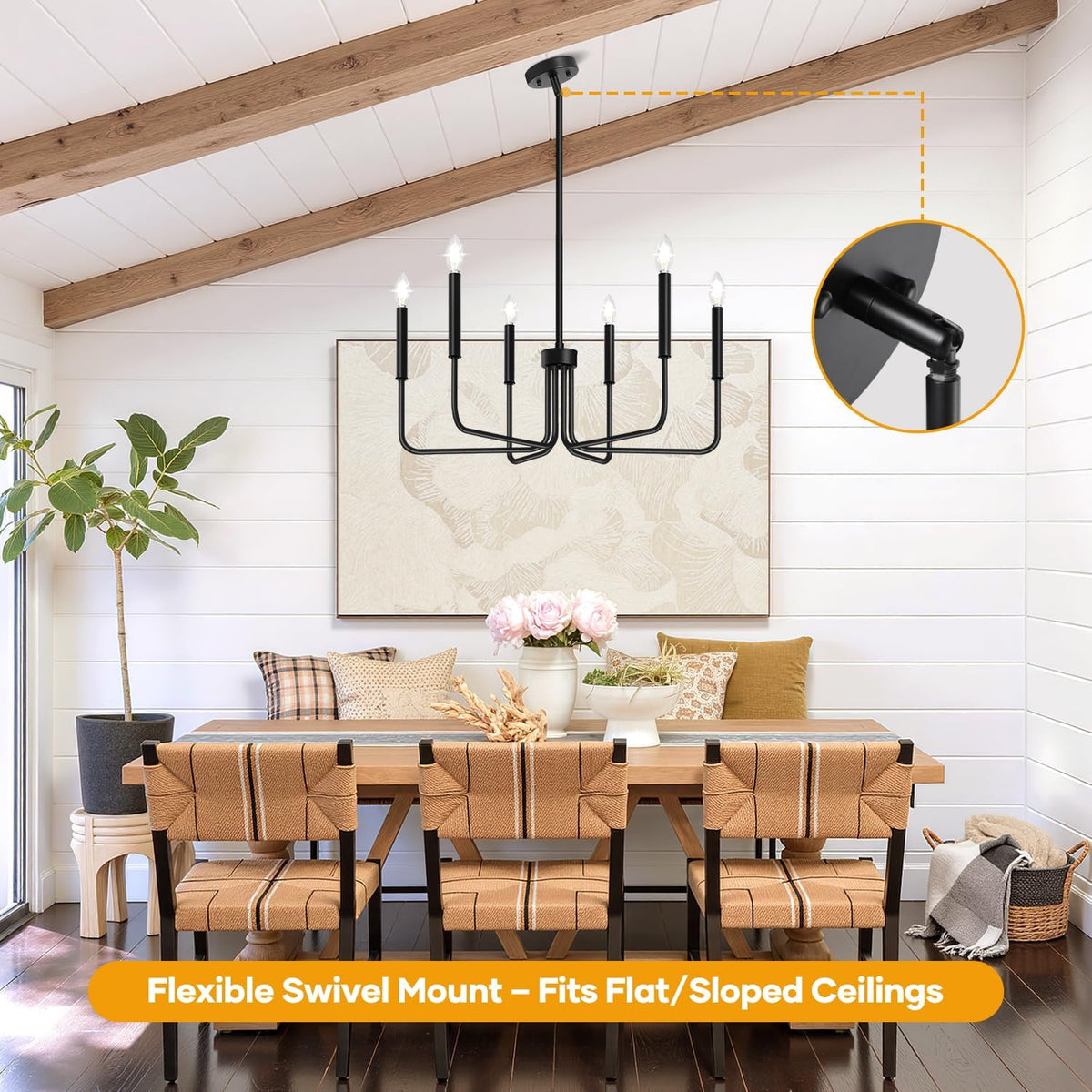 6-Light Black Farmhouse Chandelier