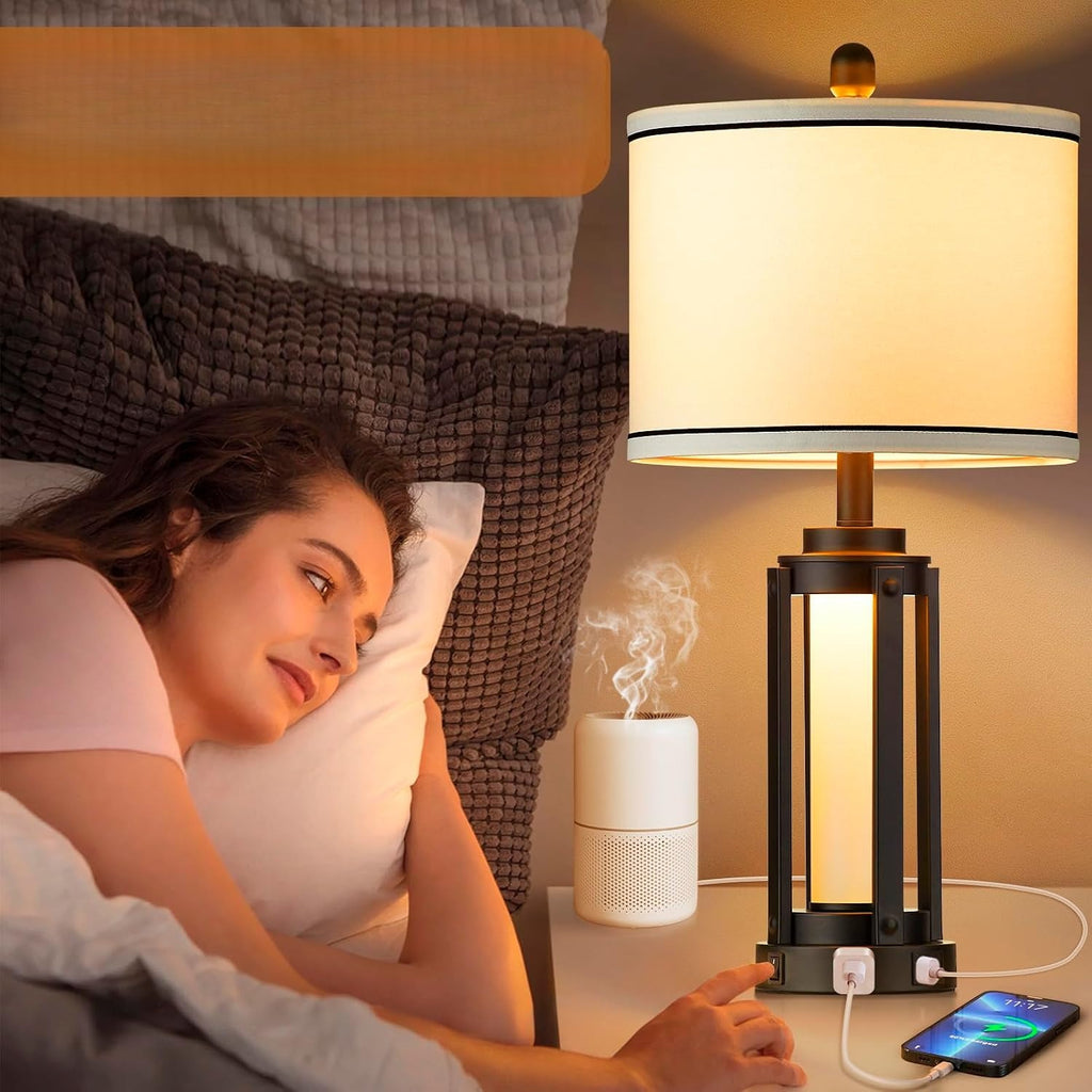 26" Modern Table Lamp Black Single